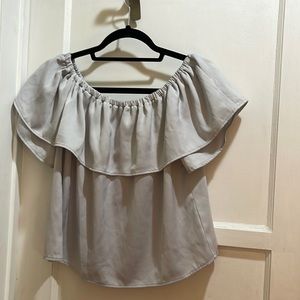 Gray silky off the shoulder top